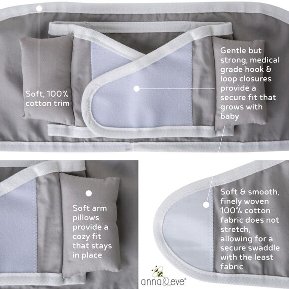 NWT Anna & Eve Unisex Infants LS-0004 Swaddle Strap Grey-Size L - Picture 4 of 7